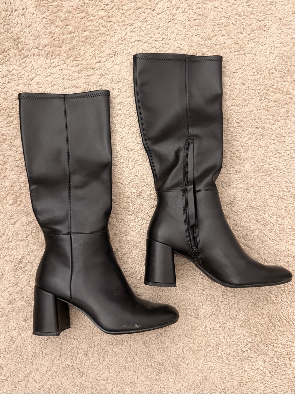 Madden Girl Black Mid-Calf Block Heel Boots